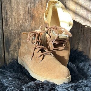 UGG Tan Suede Lace-Up Boots